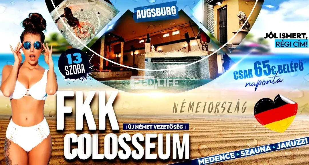 [FKK Colosseum] Dolgozz önállóan Augsburg egyik legnagyobb wellnessklubjában, ahol csak 65 EUR a belépő / nap